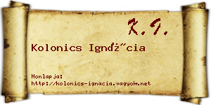 Kolonics Ignácia névjegykártya